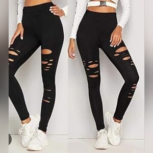 Alo 💎Black Ripped Leggings